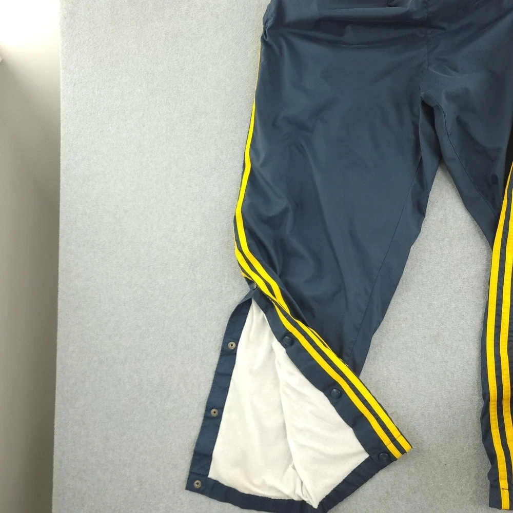 Adidas Tear Away Track Pants Mens XL 32x31 Blue Snap Side Stripe Lined Athletic